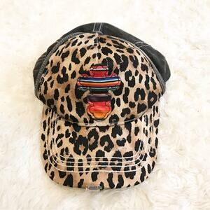Sunshine and Rodeo Leopard Cross Distressed Hat